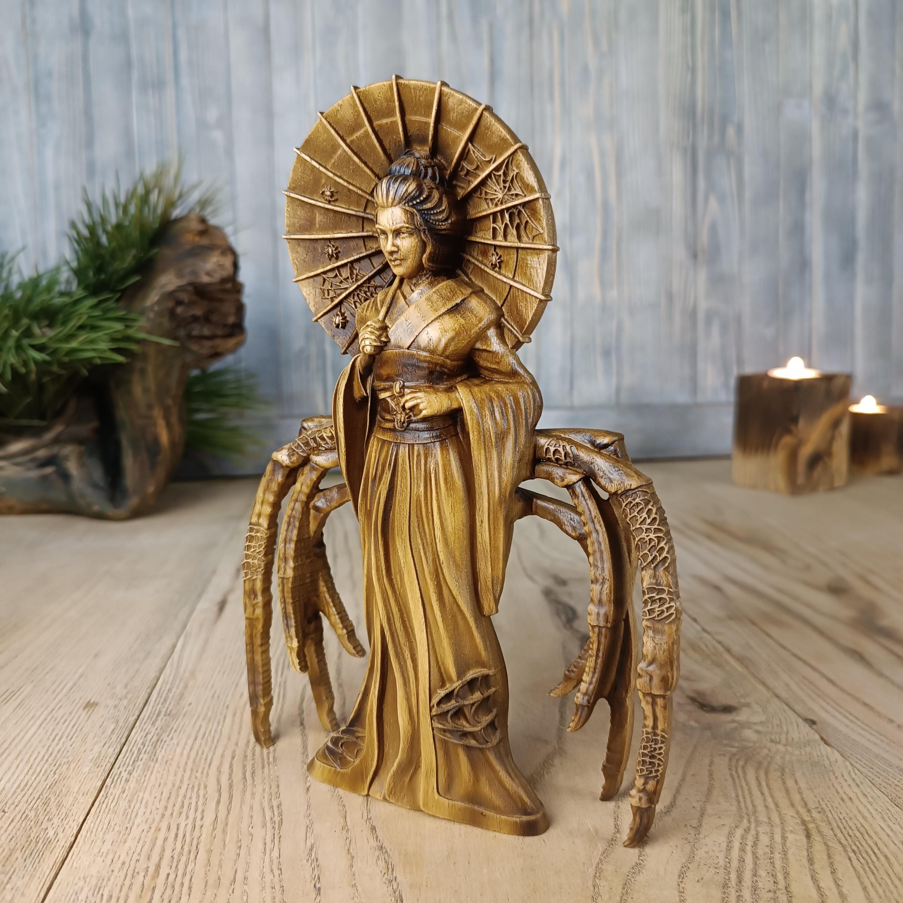 女郎蜘蛛の木彫り：日本の蜘蛛女妖怪像 - Etsy 日本