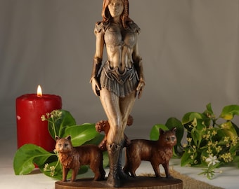 Freya Wood StatueFreyja : Norse Pagan Goddess Hand Carved Home Decor Gift