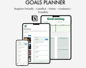 Notion Goal Tracker, Goal setting worksheet, Notion Dashboard, Goal Setting Template Annual Vision Board 2026 New Year's Resolutions