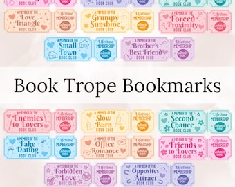 Paquete de 16 diseños de marcapáginas con tropos literarios SVG, marcapáginas picante SVG, plantilla de marcapáginas imprimible PNG, citas de libros SVG, libro SVG, libro retro SVG
