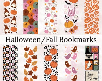 Paquete de 10 marcadores SVG de Halloween, temporada espeluznante, amantes de los libros, lectura, plantilla de marcador imprimible, citas de libros, descarga digital