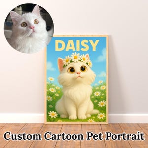 Custom Personalized Cartoon Pet Portrait, Cat Cartoon Portrait, Memorial Digital Pet Portrait, Wall Art for Pet Lovers, Digital Downloads
