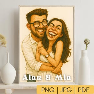 Benutzerdefinierte Karikatur Porträt vom Foto, lustiges Cartoon Porträt, personalisiertes digitales Zeichnungsgeschenk für Freunde, Paare, Haustiere oder Familie