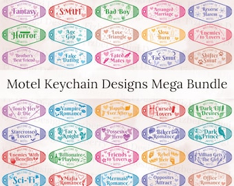 90 Mega Book Tropes Motel Keychain SVG Bundle, Bookish Designs, Book Club Gifts for Book Lover Svg, Bookstagram Trendy Png, Digital Download