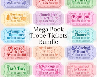 Pacote com 95 imagens SVG de clichês literários, designs de romance e fantasia (download digital)
