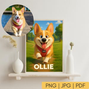 Custom Cartoon Pet Portrait, Personalized Cartoon Pet Portrait, Dog Cartoon Portrait Cat, Wall Art for Pet Lovers, Digital Downloads