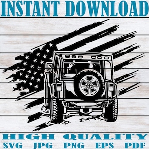 American Classic offroad Svg | Off Road Car Svg | American offroad Svg | Adventure Offroad | US terrain | American Flag Off Road Car Svg PNG