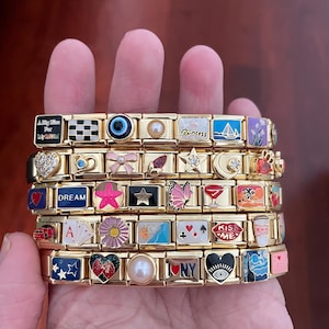 Custom Italian Charm Bracelet, Gold Italy Charms Bracelet, Vintage Best Friend Bracelet, Handmade Italian Watch Bracelets for Women Gifts