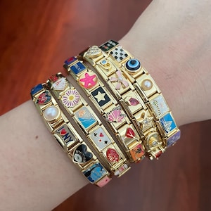 Custom Italian Charm Bracelet, Gold Italy Charms Bracelet, Vintage Best Friend Bracelet, Handmade Italian Watch Bracelets for Women Gifts