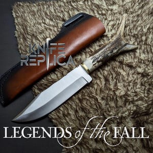 Legends of the Fall Replica Knife: Stainless Steel Blade, Antler Handle, Leather Sheath full antler knife