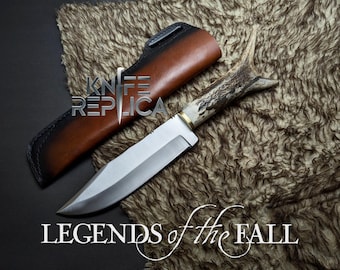Legends of the Fall Replica Knife: Stainless Steel Blade, Antler Handle, Leather Sheath