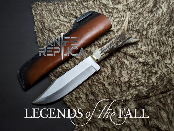 Legends of the Fall Replica Knife: Stainless Steel Blade, Antler Handle, Leather Sheath