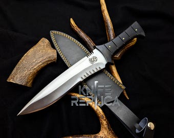 Handmade D2 Steel Leon Kennedy Knife: RE4 Game Replica with Sheath