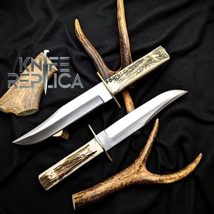 Handmade D2 Steel Bowie Knife: Stag Antler Handle, Hunting Survival Knife