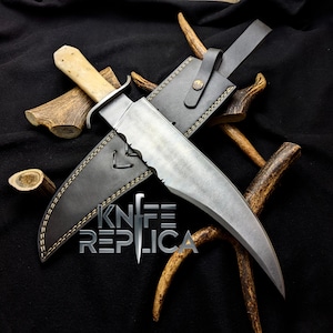 Handmade 1095 Carbon Steel Bowie Knife: Juan Padillo Replica with Stabilized Bone Handle