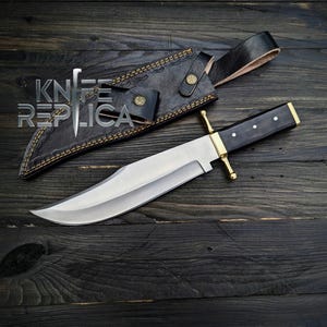 Handmade D2 Steel Bowie Knife: Buffalo Horn Handle, Leather Sheath