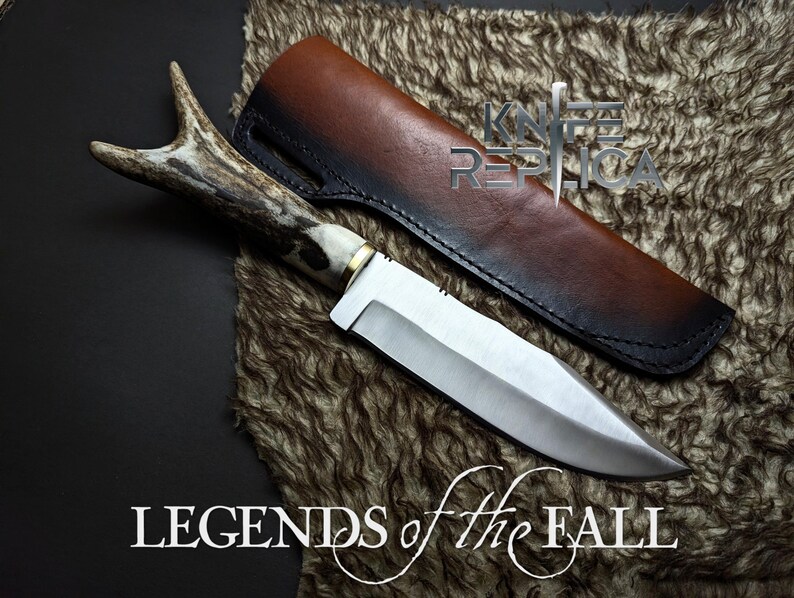 Legends of the Fall Replica Knife: Stainless Steel Blade, Antler Handle, Leather Sheath image 9