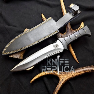 Resident Evil 4: RE4 Custom Handmade D2 Steel Full Tang Leon Kennedy&#39;s Knife with Sheath | Game Knife | Gift for Him | Anniversary Gift