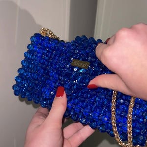 Luxury Design Handbags for Women, Sapphires dark blue bag, Crossbody Bag, Evening Handmade Bag, Beaded clutch, Old Money style Accessories