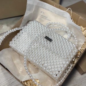 Lindos bolsos de mano de color blanco perla para mujer, bolso de mano de lujo con cuentas, regalos para el día de la madre, bolso de novia, bolso de mano vintage con perlas, bolso de hombro, joyería hecha a mano