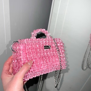 Designer-Handtaschen für Mädchen, Kristall Rosa Tasche, Mode-Umhängetasche, Abend-Perlen-Clutch, Diamant-Tasche, KLETSI, Barbie-Stil Zubehör