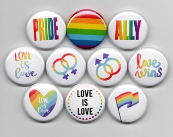 Pride pinback buttons set LGBTQ