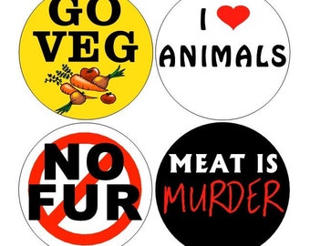 Vegetarian pinback buttons set