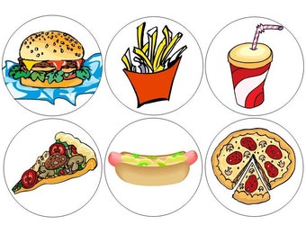 Junk Food pinback buttons set