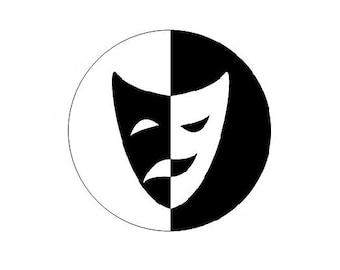 Theater mask pinback button