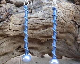 Lt. Grey Half Hitch Earrings with Grey Pearl