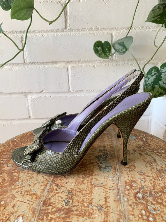 Vintage 2000s Shoes / Miu Miu Strappy Green Snakes