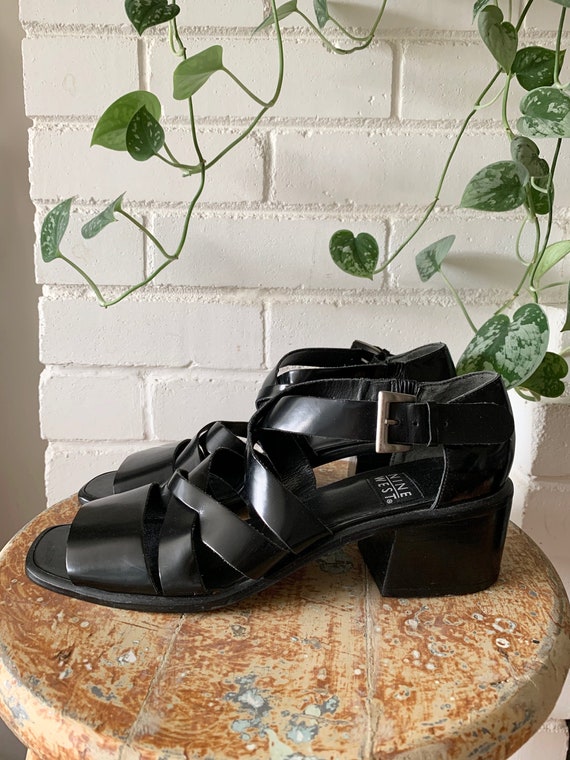 Vintage 1990s Shoes / Nine West Black Leather Chun