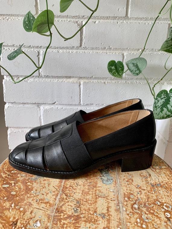 Vintage 1990s Boots / Chunky Block Heel Loafers wi