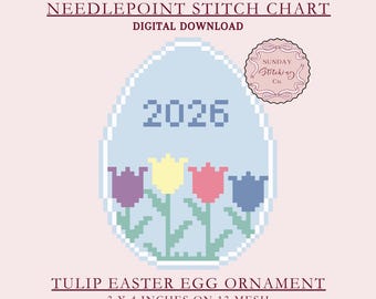 Schema punto croce per ornamento di uova di Pasqua 2026, download PDF digitale, schema punto croce per principianti