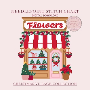 Christmas Village Florist Nadelspitze Stickmuster, Kreuzstich Stickmuster, Stickmuster, Kreuzstich Stickmuster, Kreuzstich Stickmuster, Stickmuster, Stickmuster
