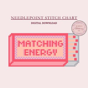Needlepoint Chart - Matching Energy - instant digital PDF download, counted Cross Stitch Pattern, matchbox design for beginners