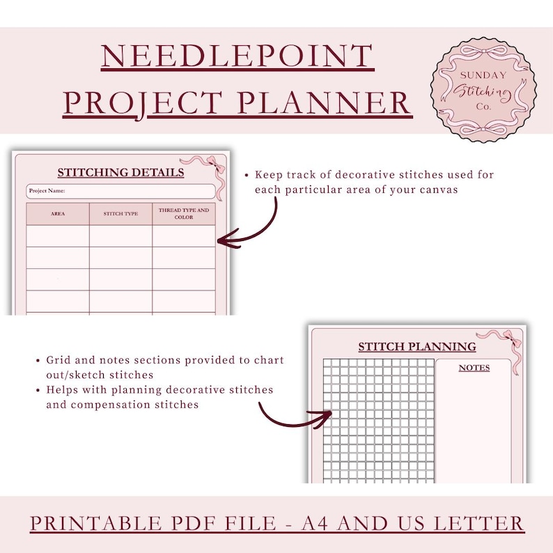 Needlepoint Grid Needlepoint Project Planner - Digital WIP and Project Tracker - PDF ...