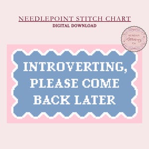 Kreuzstichvorlage “Introverting, Please Come Back Later” für Kissen, Kreuzstichvorlage für Kissen, PDF, digitale PDF-Vorlage, Kreuzstichvorlage