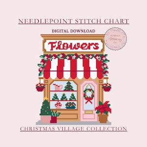 Patrón de punto de cruz para floristería navideña - descarga digital instantánea, patrón de punto de cruz, patrón para lienzo DIY