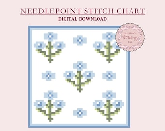 Needlepoint Coaster Chart Block Print - instant digital PDF download, Cross Stitch Pattern