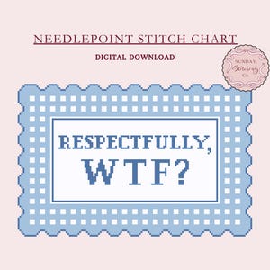 &quot;Stickerei &quot;&quot;Respektvoll, WTF?&quot;&quot; - lustiges Kreuzstichmuster für Kissen / Schild, PDF download, modernes Design