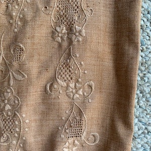 Beautiful Vintage 1960's Embroidered Shift Dress in Light Brown Heather and Fully Lined image 3