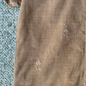 Beautiful Vintage 1960's Embroidered Shift Dress in Light Brown Heather and Fully Lined image 7