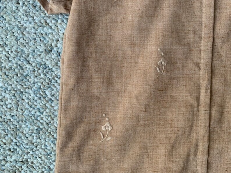 Beautiful Vintage 1960's Embroidered Shift Dress in Light Brown Heather and Fully Lined image 7