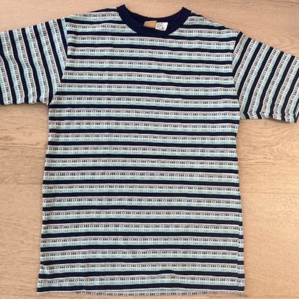 Vintage North West Blue Boy's XL Jacquard Striped T-Shirt