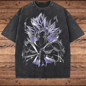 chemise anime vintage, t-shirt graphique japonais rétro délavé, t-shirt manga surdimensionné, streetwear unisexe délavé à l'acide, esthétique Otaku