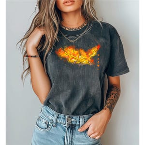 Legendary Fire/Flying Monster Shirt, Dark Fantasy Unisex Top, Comfort Colors, Cool Fantasy Clothing, Mythical Creature Apparel