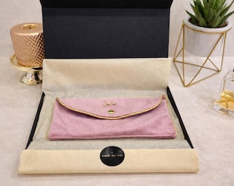 Personalized Long Makeup Bag | Velvet Cosmetic Pouch with Name | Custom Brush Makeup Bag | Gift for Her