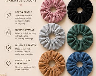 Velvet Scrunchie | Handmade Hair Tie | Soft Velour Hair Accessory | Made in Poland