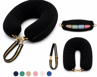 Stuffable Travel Neck Pillow with Zipper | Airplane Pillow for Clothes Storage | Space Saving Travel Accessory | Gift for Travelers